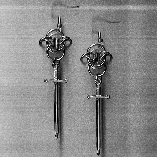 the barbed wire sword earrings