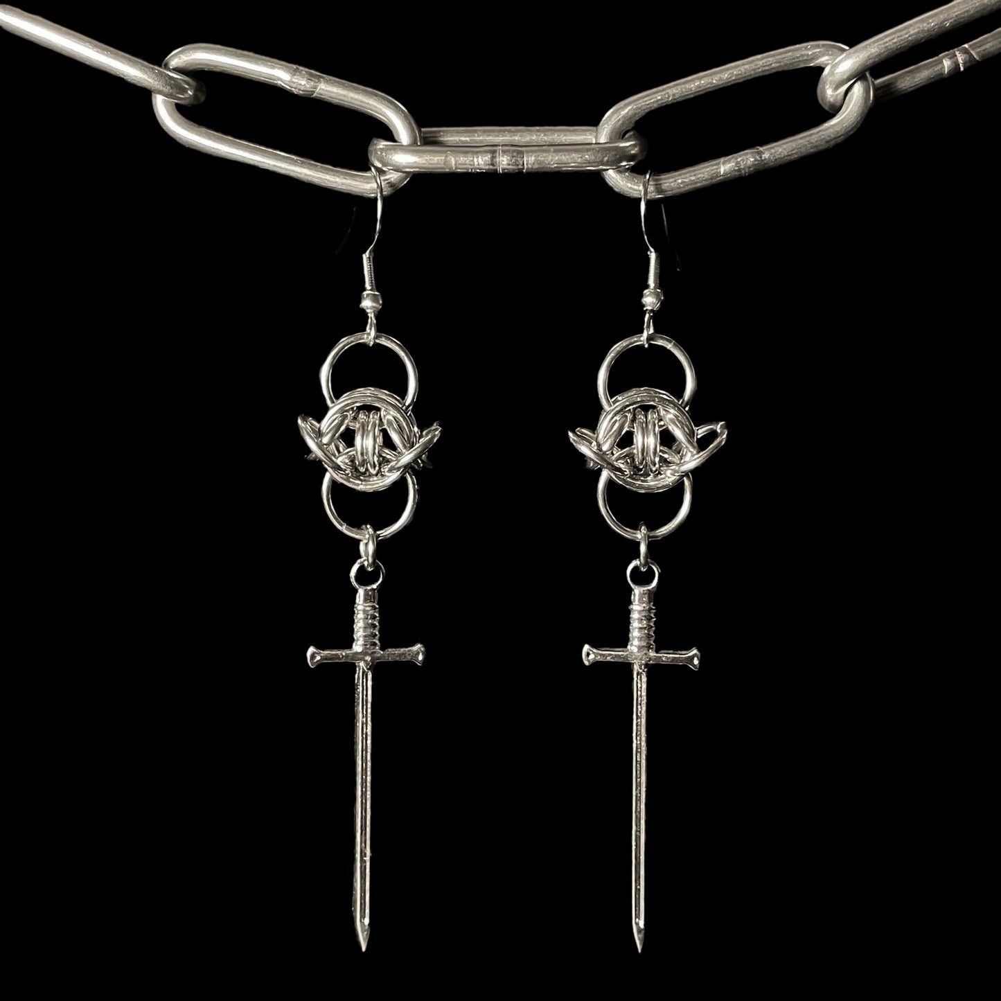 the barbed wire sword earrings