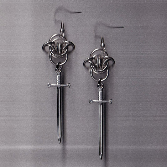 the barbed wire sword earrings