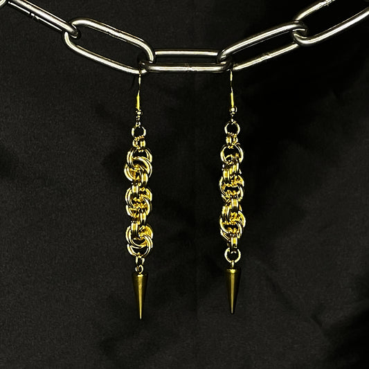 the rope spike earrings in brass