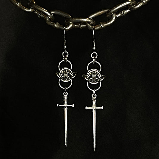 the barbed wire sword earrings